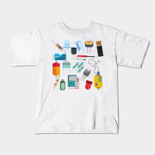 Electronics components collage art Kids T-Shirt